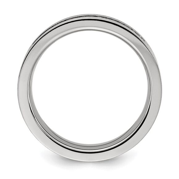 Kazi Luxury Chisel Titanium Brushed with CZ Flat 7.00mm Band - Picture 3 of 9